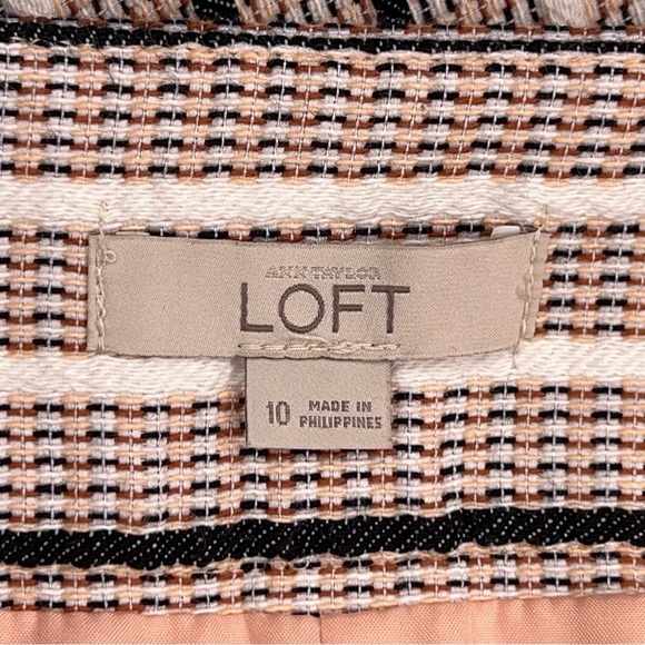 SIZE 10 LOFT SKIRT PINK MINI STRIPED BLACK LINED - Picture 5 of 7